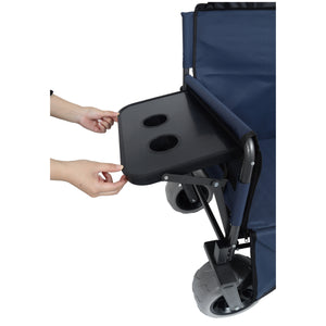 English Elm 3-in-1 Folding Wagon with Bench Seat Tabletop and All-terrain Beach Tires for Camping Dark Blue W2932P320636