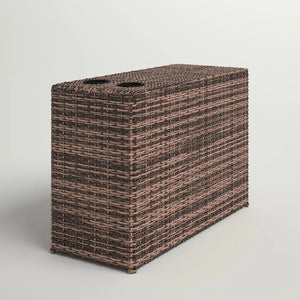 English Elm Fully Assembled Outdoor Side Table with Drink Holders, Wicker Espresso, Weather-Resistant 31x13x23 B120P205381