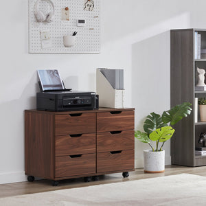 English Elm 3-Drawer Mobile Filing Cabinet with Lockable Casters, Durable Waterproof Wood Grain Organizer for Office Brown T3623P380703