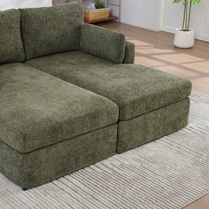 English Elm 63.39" Chenille Convertible Sofa Bed with Pocketed Spring Cushions for Modern Living Spaces Green W3189S00030