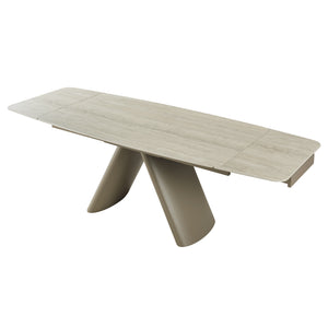 English Elm Retractable Sintered Stone Extendable Dining Table Seats Eight with Steel Base W5630S00002