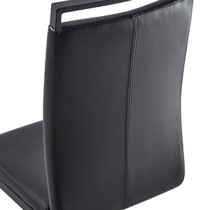 English Elm Table Set: Modern Minimalist Grey Marble Dining Table With 4 Black Pu Leather Chairs & Metal Frame W1151S02683-GIGA