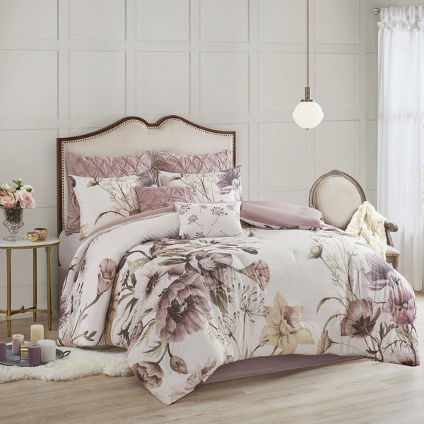 English Elm 8 Madison Park Cassandra Cotton Printed Comforter Set Queen with Floral Shabby Chic Embroidered Pillows OEKO-TEX Certified Blush 23.62 L x 18.9 W x 13.39 H B03597101
