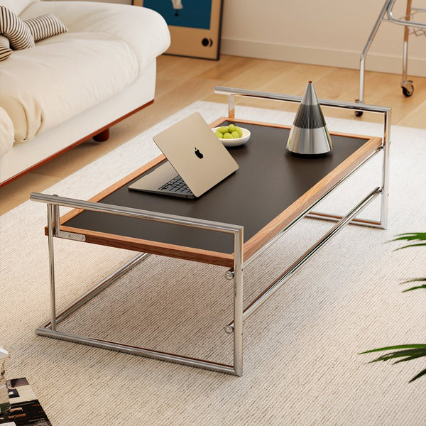 English Elm Rio Bauhaus Flip Top Coffee Table Solid Wood and Steel for Modern Apartment Living W3318P308508