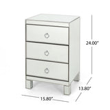 Christopher Knight Home® - Noble House - Bandara Modern Mirrored 3 Drawer Cabinet