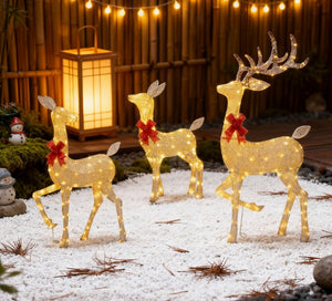 English Elm 3-piece Lighted Reindeer Family Set with Warm White Leds for Festive Outdoor Lawn Decor T3971P414569