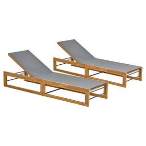 English Elm Mia Outdoor Acacia Wood Chaise Lounge with Breathable Mesh for Pool Deck or Patio N776P301495D