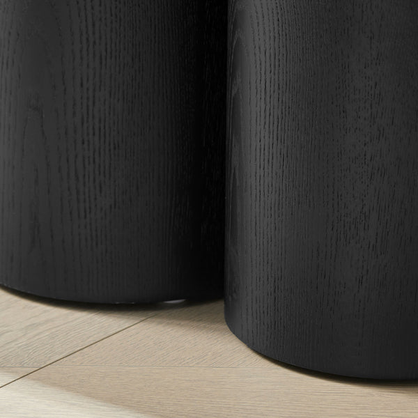 English Elm 66.93'' Slim Matte Console Table with Sculptural Cylinder Legs for Entryway or Foyer Black W876S00339