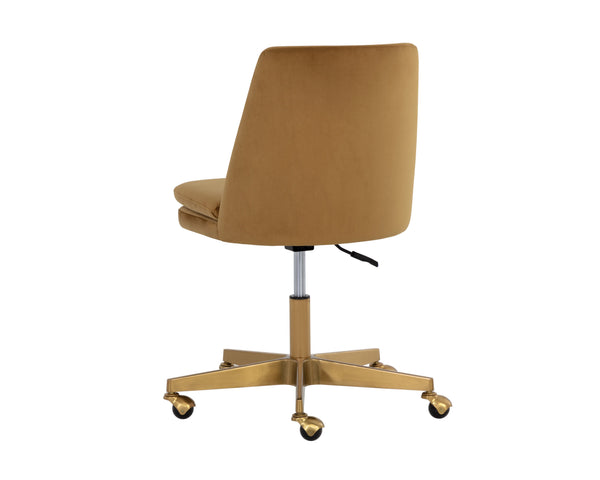 Sunpan Berget Modern Office Chair – Glamorous Design with Matte Gold Base for Stylish Workspaces and Mobility Gold Sky