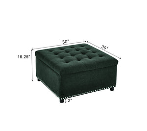 English Elm Storage Ottoman Tufted Nailhead Trim Lift Top Footstool for Living Room or Bedroom Dark Grey W5568P446991