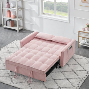 English Elm Folding sofa bed with adjustable backrest and recliner function, sturdy solid wood frame, beige-black Pink W1658P176555