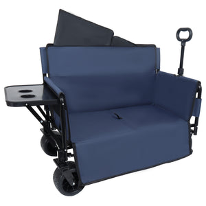 English Elm 3-in-1 Convertible Utility Wagon with Folding Tabletop Bench Seat All-terrain Wheels Dark Blue W2932P320638