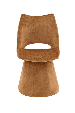 English Elm Modern Chenille Linen Accent Chair Sculptural Hollow Back Swivel Seat for Dining Vanity Brown W3493P452653