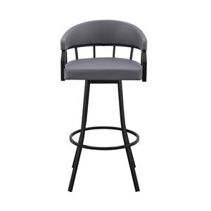 English Elm Velisse 30" Swivel Bar Stool In Slate Gray Faux Leather With Black Metal Frame For Modern Comfort B2736P268592-GIGA