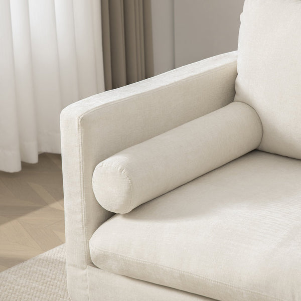 English Elm 82.68" Wide Chenille Two Seat Sofa Solid Wood Frame with Lumbar Pillows Living Room Beige W3189S00024