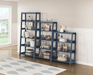 English Elm Modern Four Shelf Wooden Bookcase Vertical Storage Unit for Bedroom or Office Navy Blue B011P460078