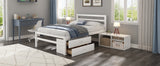 English Elm Full Size Wood Platform Bed With Removable Storage Shelves, Built-In Two Storage Drawers For Added Convenience, White