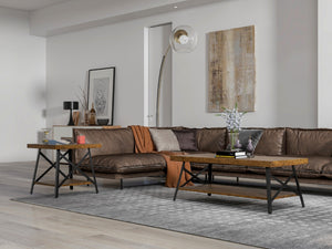 English Elm Wallace & Bay - Brown End Table - Rustic Solid Wood Design With Steel-Gray Accents For Modern Living Spaces B2709P212391-GIGA