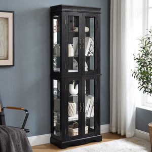English Elm Lighted Curio Display Cabinet - Elegant Glass Storage With Ambient Lighting For Wine, Toys & More W2275P292640