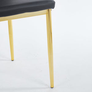 English Elm 1+4,5Pieces Mid-Century Dining Set - Sleek Glass Table & Chairs, Stylish Black & Gold Finish For 4-6 W234S00124