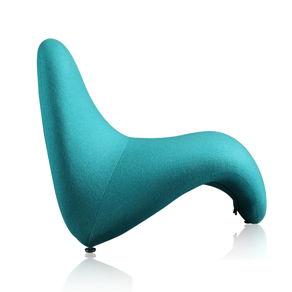 English Elm MoMa Wool Blend Accent Chair with Abstract Tongue Design, Metal Geometric Legs, Plush Comfort Teal B365P397987