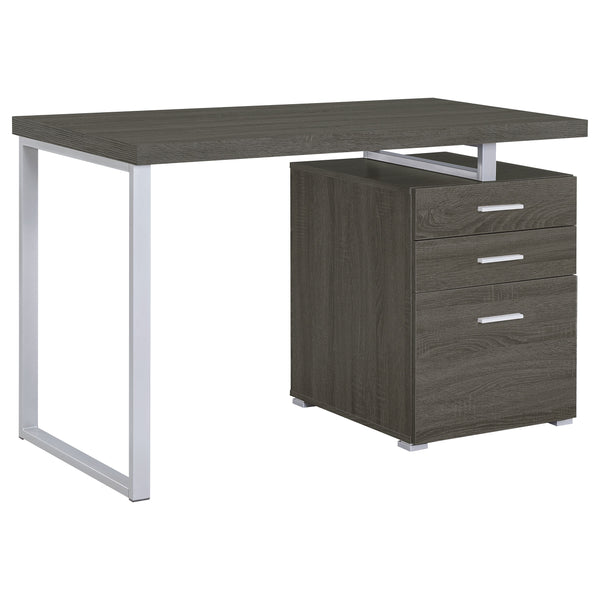 English Elm Modern 47.25-inch Reversible 3-Drawer Office Desk with Silver Metal Frame and File-Ready Storage Gray 51.75 L x 26 W x 5.66 H B011P362069