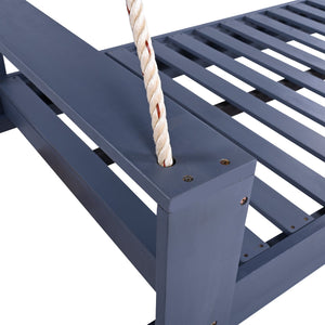 English Elm TOPMAX Twin Size Porch Swing Bed Crafted from Durable Acacia Wood with 400lb Capacity and Hemp Ropes Gray N717P210135E