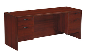 OSP Home Furnishings Napa Executive Office Desk with Dual Pedestals Engineered Wood Storage for Home Workspaces 66"X30" Mahogany NAPMAH-TYP3