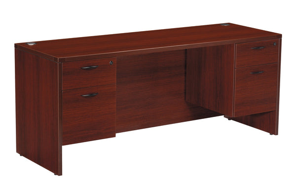 OSP Home Furnishings Napa Executive Office Desk with Dual Pedestals Engineered Wood Storage for Home Workspaces 66"X30" Mahogany NAPMAH-TYP3