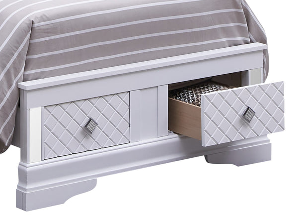 English Elm Verona Twin Bed With Jeweled Tufted Upholstery & Led Accent Lighting In Silver Champagne Finish B078S00578-GIGA