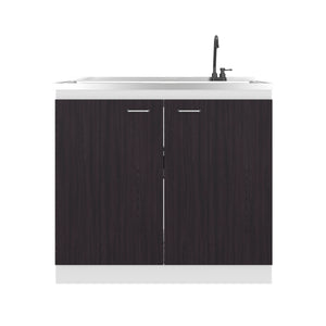English Elm Utility Sink Base Cabinet with Two Doors Shelved Storage White Oak Laundry Room B097S00262