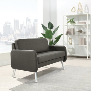OSP Home Furnishings Lounge Chair with Faux Leather Upholstery and Chrome Legs for Reception or Waiting Areas Loveseat Smoke SL5602-P52