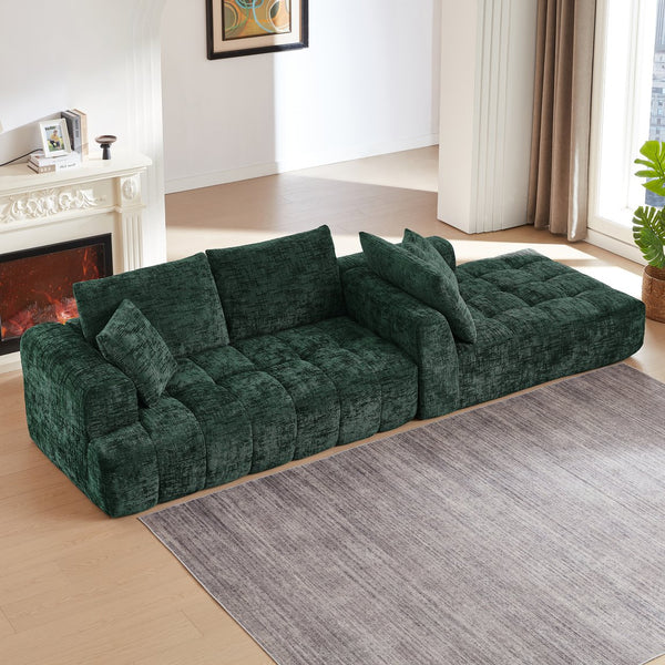 English Elm Chenille L-Shape Oversized Sofa - Plush Minimalist Sectional Couch For Living Room, No Assembly Needed! W2339S00081