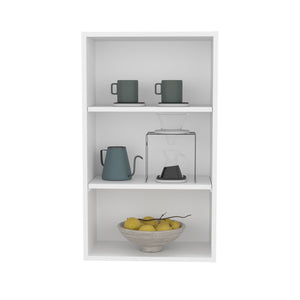 English Elm Eco 36" High Open 3-Tier Wall Cabinet with Durable Particleboard Shelves for Multi-Room Storage and Display White 20.6 L x 66 W x 9 H B200P253724