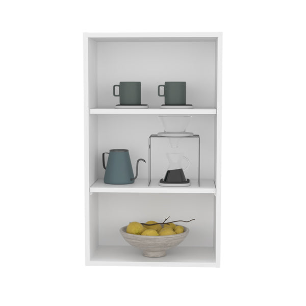 English Elm Eco 36" High Open 3-Tier Wall Cabinet with Durable Particleboard Shelves for Multi-Room Storage and Display White 20.6 L x 66 W x 9 H B200P253724