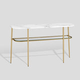 Tilly Glam 52" Curved Faux Marble Entry Table with Gold Metal Base - Modern Accent for Any Space