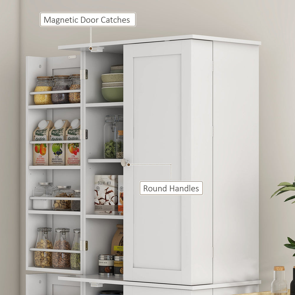 English Elm Homcom 65" Freestanding Kitchen Pantry Cabinet - Modern Storage With Adjustable Shelves & Safety Features W2225P229291