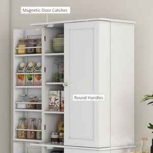 English Elm Homcom 65" Freestanding Kitchen Pantry Cabinet - Modern Storage With Adjustable Shelves & Safety Features W2225P229291