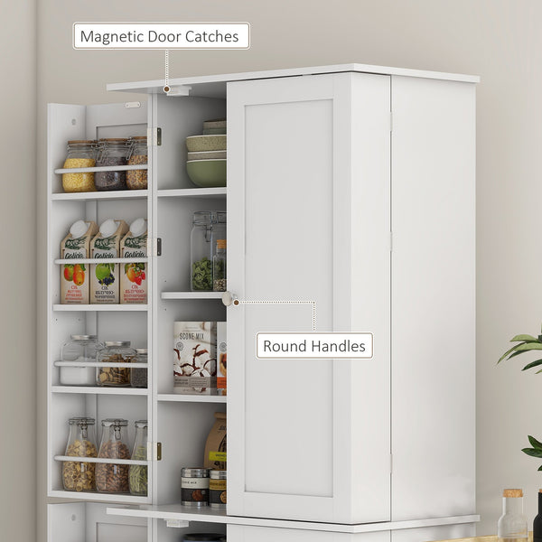 English Elm Homcom 65" Freestanding Kitchen Pantry Cabinet - Modern Storage With Adjustable Shelves & Safety Features W2225P229291
