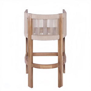 English Elm Christopher Knight Home® - Matera Teak & Beige Barstool Set of 2 – Acacia Wood, Rope Cording, Wraparound Back for Outdoor/Indoor seating N775P255942T