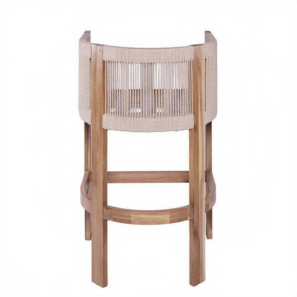 English Elm Christopher Knight Home® - Matera Teak & Beige Barstool Set of 2 – Acacia Wood, Rope Cording, Wraparound Back for Outdoor/Indoor seating N775P255942T