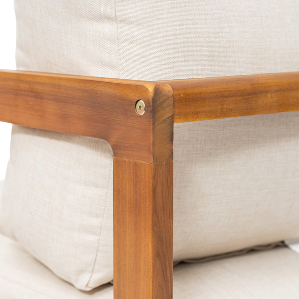 English Elm Christopher Knight Home® - Tanah 360° Outdoor Swivel Lounge Chair in Teak Finish with Plush Beige Cushions — Stylish Patio Comfort N775P361825T