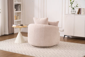 English Elm 360° Swivel Chair upholstered barrel accent chair with plush high-resilience foam and pillows for comfort Beige W2231P264468