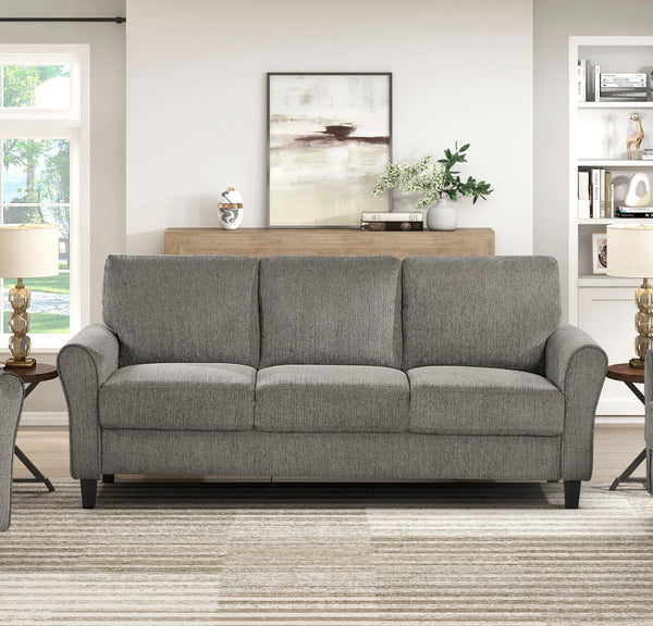 English Elm Classic Comfort Sofa Plush Brown Chenille 3-Seater with Pocket Coil Support, Rolled Arms, Black Feet B011P332271