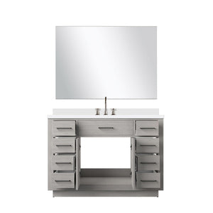 English Elm White Oak Single Bath Vanity Set With Cultured Marble Countertop, Mirror & Chrome Faucet - 48" W B2731S01963-GIGA
