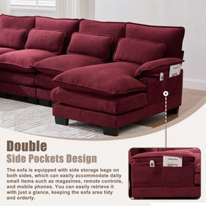 English Elm United We Win U Shaped Cloud Couch - Luxurious Chenille 4-Seat Sectional With Memory Foam & Storage W1568S00214-GIGA