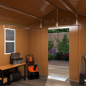 English Elm 6x4 Galvanized Steel Outdoor Storage Shed with Sliding Door and Weatherproof Roof W2700P344173