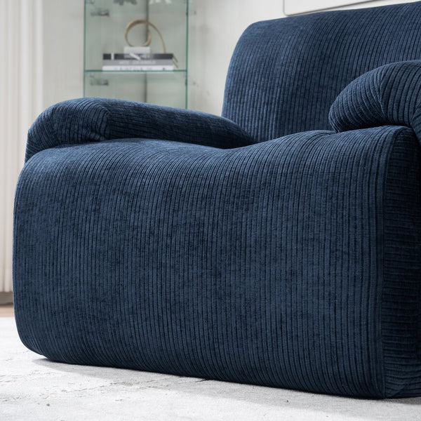 English Elm 42" Wide Chenille Stripe Accent Chair Deep Seat Foam Lounge for Bedroom or Apartment Navy W3118P453258