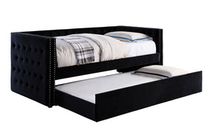 English Elm Transitional Tuxedo Daybed With Trundle - Elegant Upholstered Design, Nailhead Trim & Slat Kit Included B2741S00482-GIGA