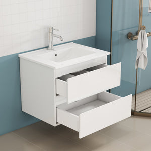 English Elm 24-Inch Bathroom Vanity With Integrated Sink, Soft-Close Drawers, Minimalist Design, Easy Assembly W3151S00063